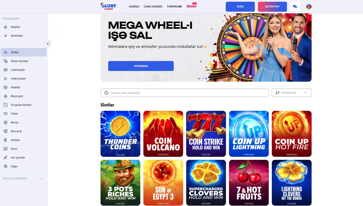 Glory Casino da geniş oyun seçimləri  Glory Casino da geniş oyun seçimləri